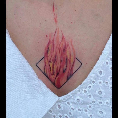Diamond with Fire Aries Tattoo  Best Aries Zodiac Sign Tattoo Ideas