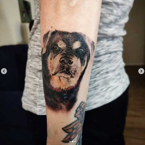 Photo realistic dog portrait  2   Tattoo Studio München  CHAOS CREW   Tätowierer München