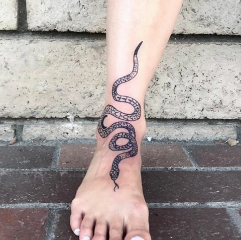 Foot tattoo Snake
