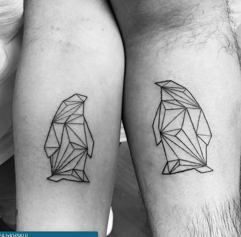 Geometric Penguin Couples Tattoos
