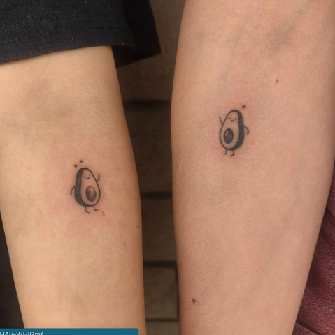 Half Avocado Couples Tattoos