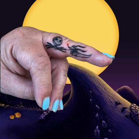 Jack and Zero Finger Tattoo Best Nightmare Before Christmas Tattoos