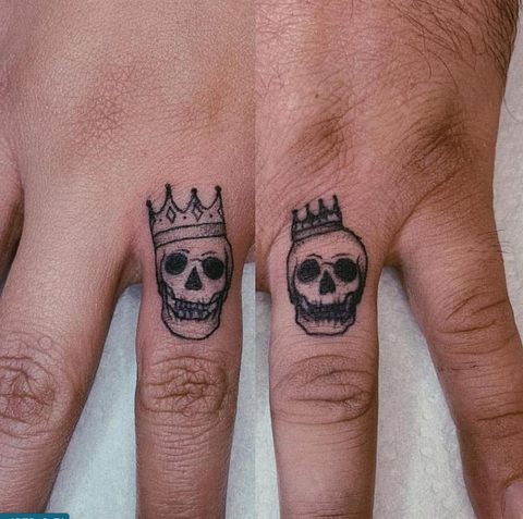 King and Queen Skulls Couples Tattoos