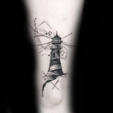 Lighthouse with Pisces Constellation tattoo Best Pisces Tattoo Ideas