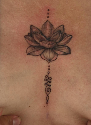 Lotus Sternum Tattoo