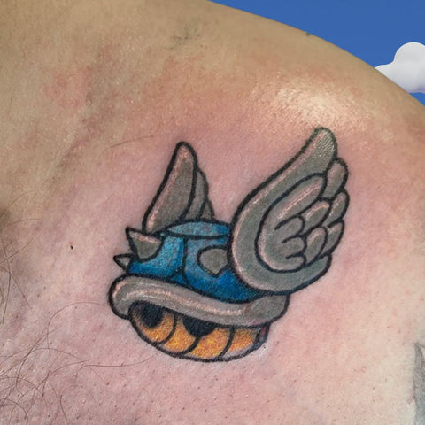 Mario Flying Shell tattoo Best Video Game Tattoo Ideas