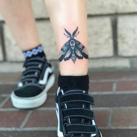 Moth with Wings Down ankle Tattoo 10 Best Moth Tattoo Ideas 