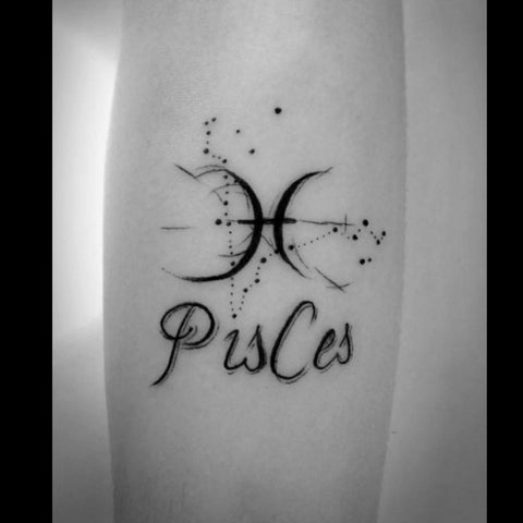 Pisces Symbol Tattoo with Constellation