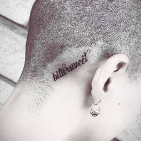 Script Tattoo Behind The Ear Tattoo