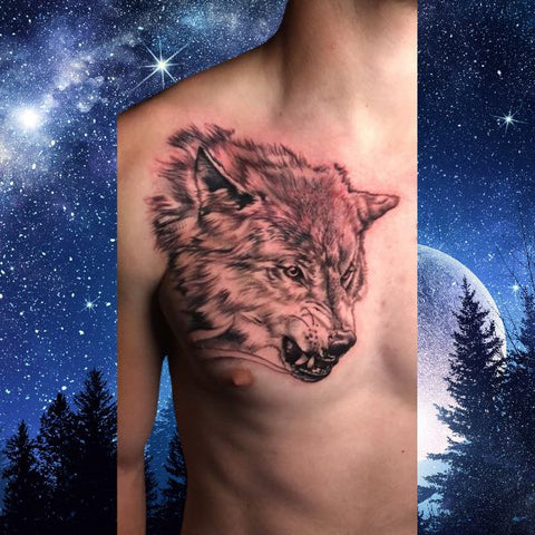 Snarling Wolf On Chest Tattoo Best Wolf Tattoos