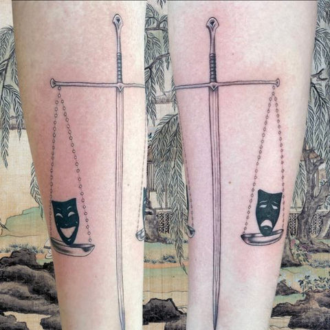 Sword and Scale Tattoo Best Taoism Tattoo Ideas