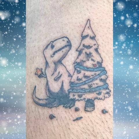 T Rex Cant Put Star On Christmas Tree Tattoo