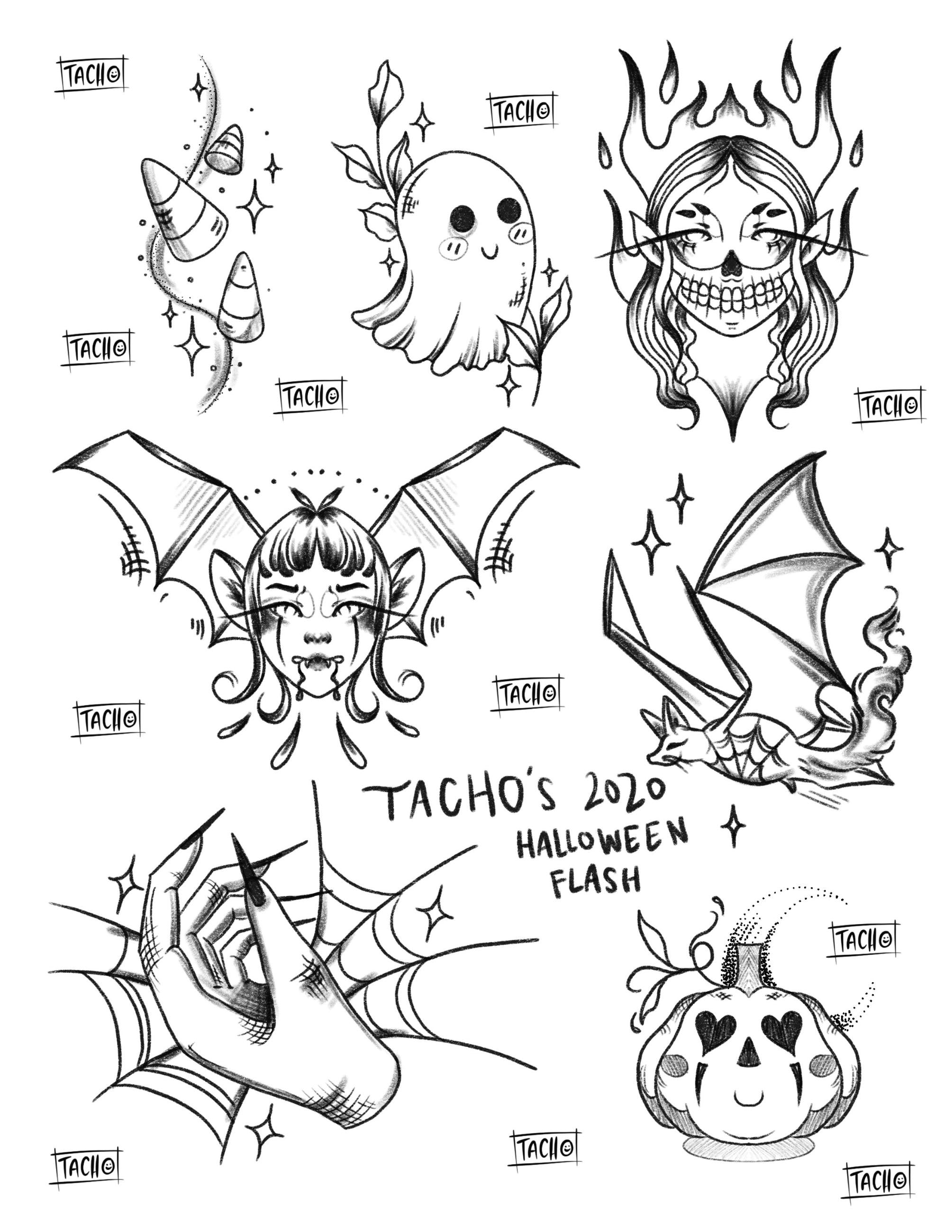 halloween flash tattoo  News  Lucky Bird Tattoo