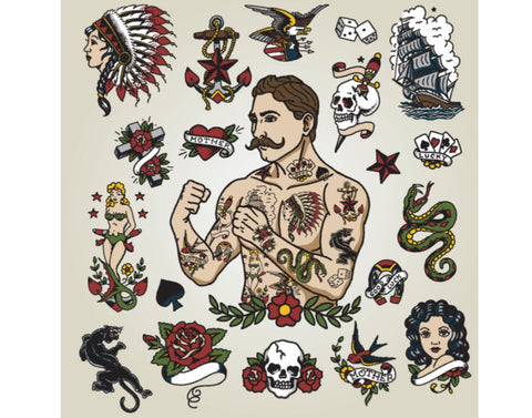 Tattoo Flash Sheet With Body Parts