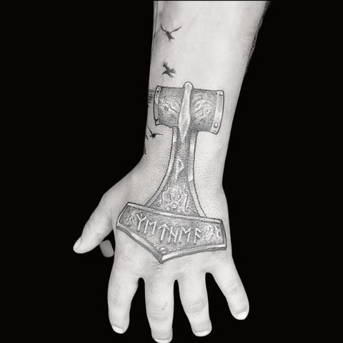 Thors Hammer Hand Tattoo Best Viking Tattoo Ideas