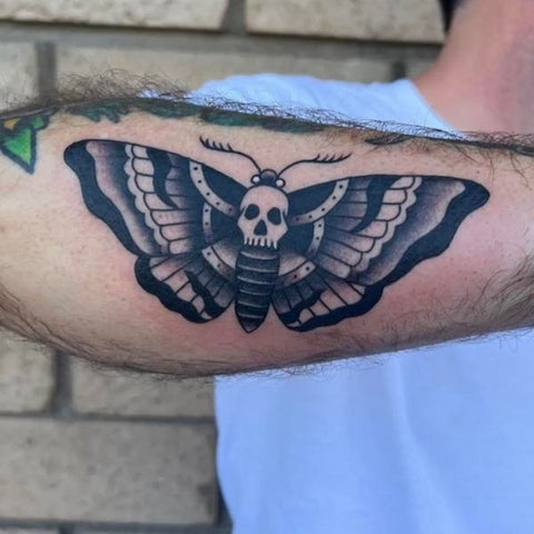 Traditional death head moth   Snake Oil Tattoo  Facebook