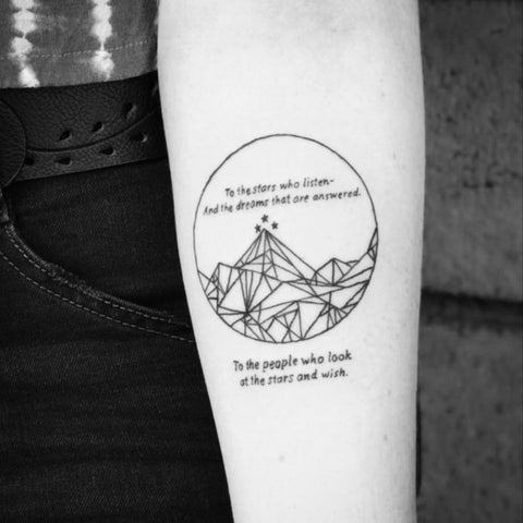 Travel Quote and Mountain Tattoo Best Travel Tattoo Ideas