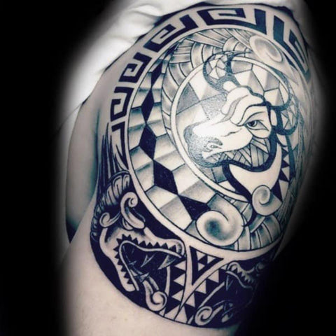 Stunning Bull Tattoo with Geometric Design