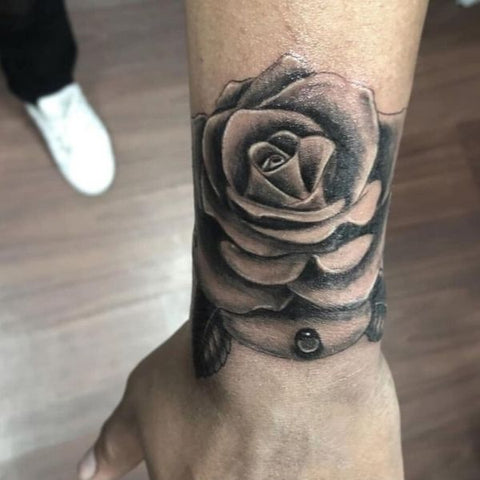 Roses Sleeve Black & White Temporary Tattoo