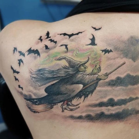 super sweet witches broom and moon  tatnice tattoos  Facebook