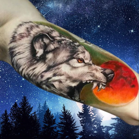 Wolf and Full Moon Tattoo Best Wolf Tattoos