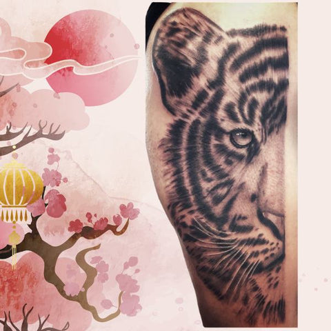 Tiger Russian Prison Tattoo Fabric | Zazzle