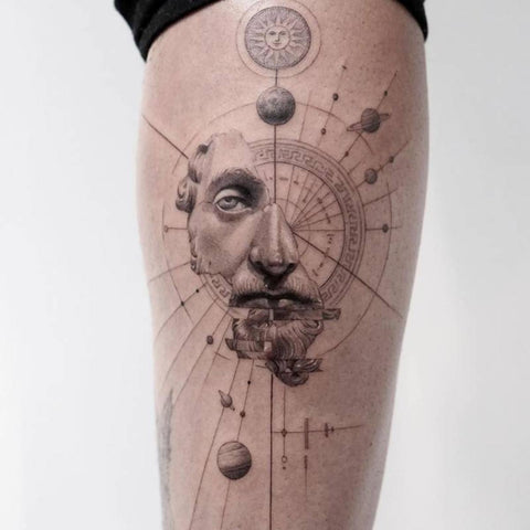 Marcus Aurelius with Universe Tattoo Best Stoicism Tattoo Ideas