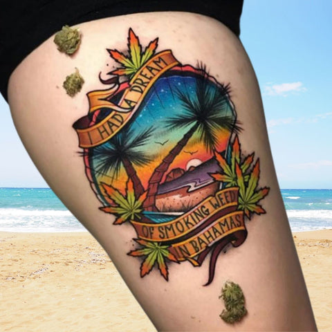 weed-tattoo-old school traditional style