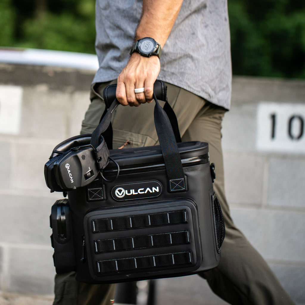 man carrying weatherlock gun bag