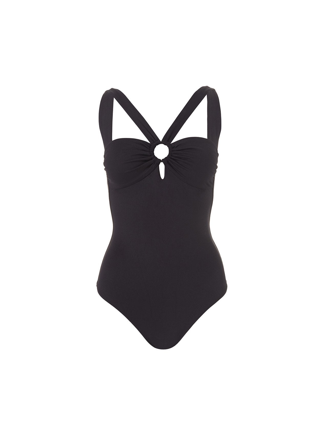 Valencia Black Ring Detail Over The Shoulder Swimsuit