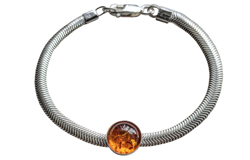 Sterling Silver Jerusalem Nano Bible Tree of Life Bracelet with Amber Stones