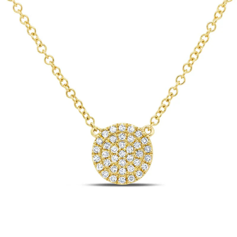Mini Pavé Diamond Disc Necklace