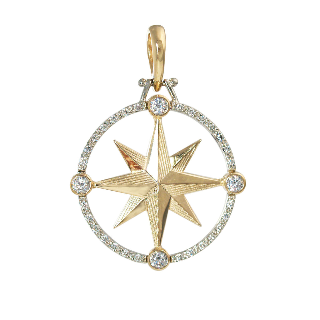 6469Y Diamond Compass Rose 14KY - Coastal Jewelers - Kennebunkport