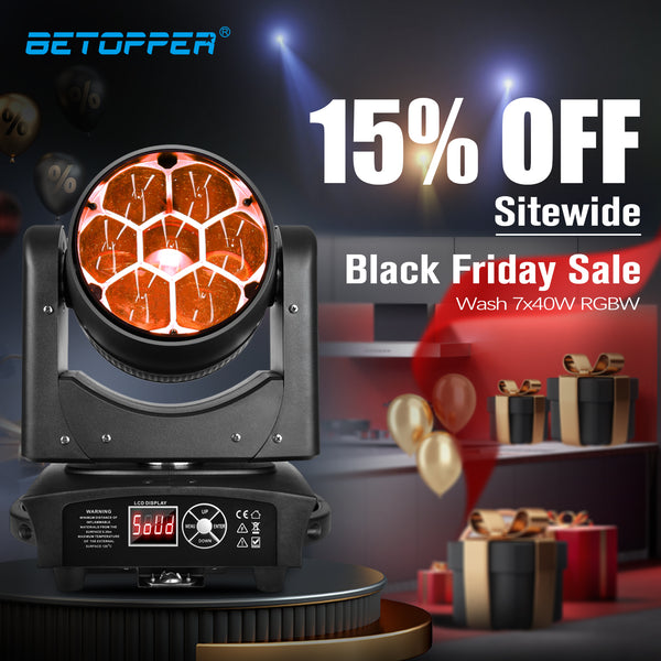 Betopper 7*40W 4-in-1 RGBW Wash Moving Head Lights