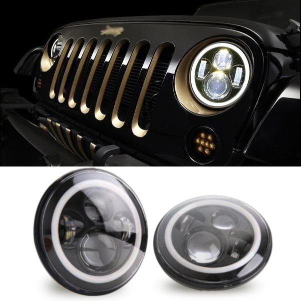 Halo LED Headlights for 97-18 Jeep Wrangler TJ, LJ, & JK