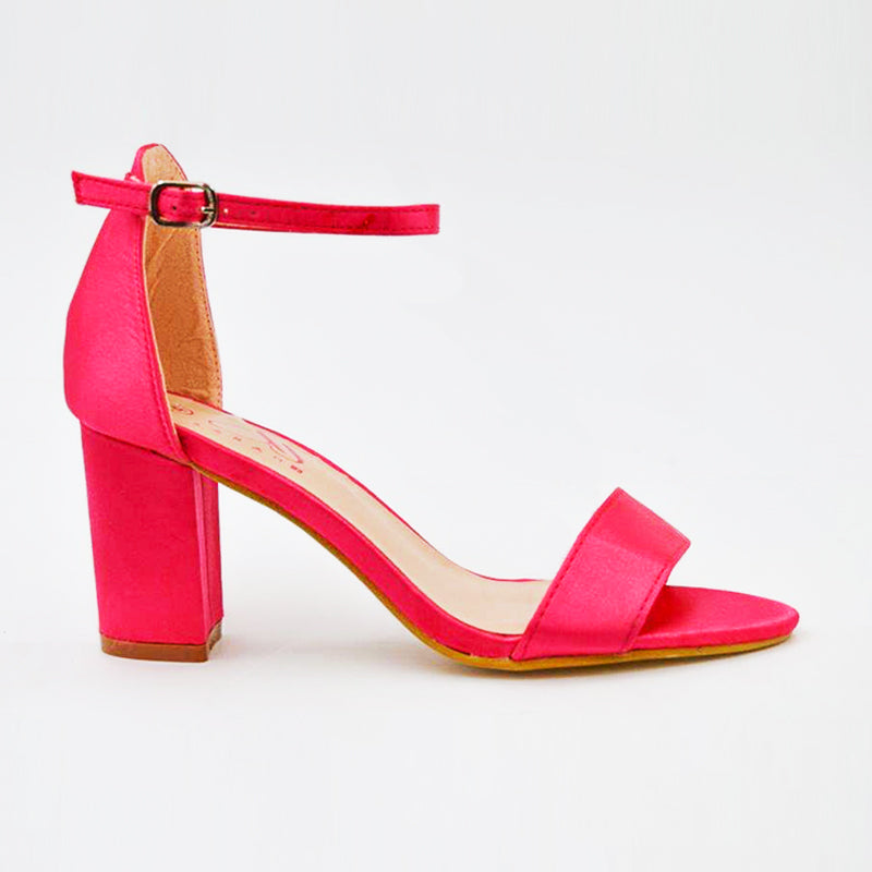 fuschia block heel sandal