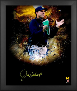 Jim Harbaugh Michigan Wolverines Framed and Autographed Photo