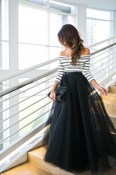 Wonderbaar Black Skirt, Long Skirt Outfits Sk24 – cocopromdress WF-73
