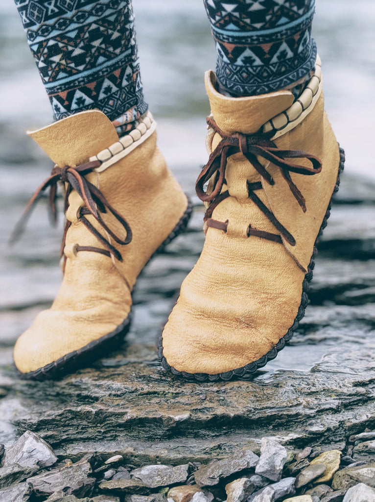 leather moccasin ankle boots