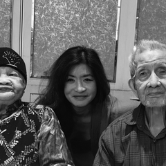 Lily, founder at Ethical Kind with her grandparents in Hong Kong