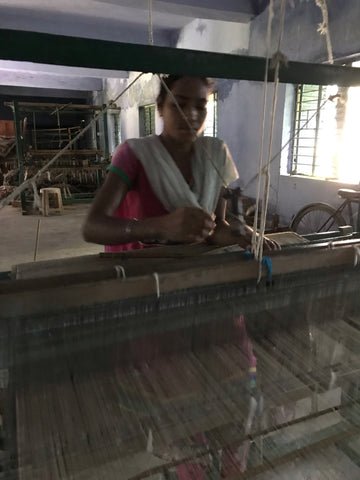 Ethical Kind Skilled weaver, weaving organic peace silk
