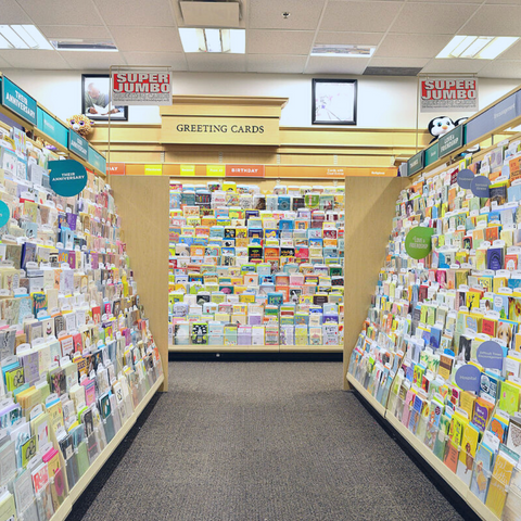 greeting card store aisle
