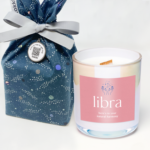 libra zodiac candle and reusable gift bag