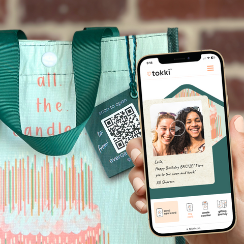 birthday reusable gift bag with digital greeting card