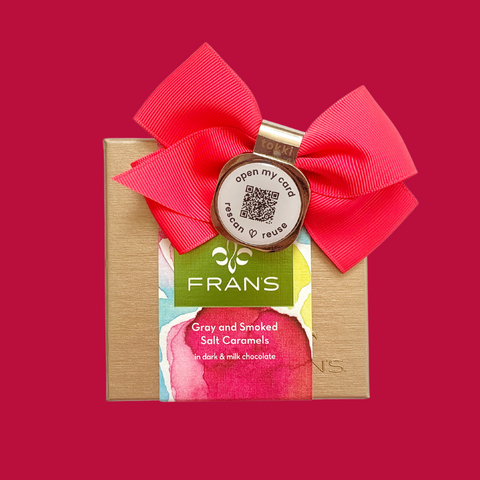 fran's chocolates with pink tokki bow-card