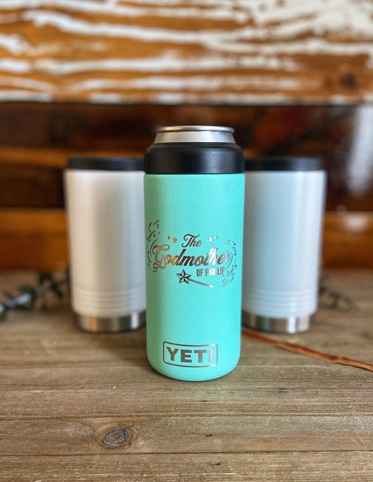 PERSONALIZED Authentic 12 oz Yeti Rambler Colster Slim Can