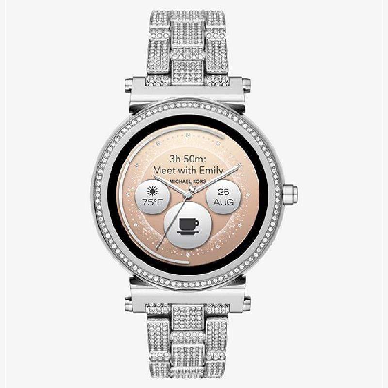 michael kors sofie pave silver tone smartwatch