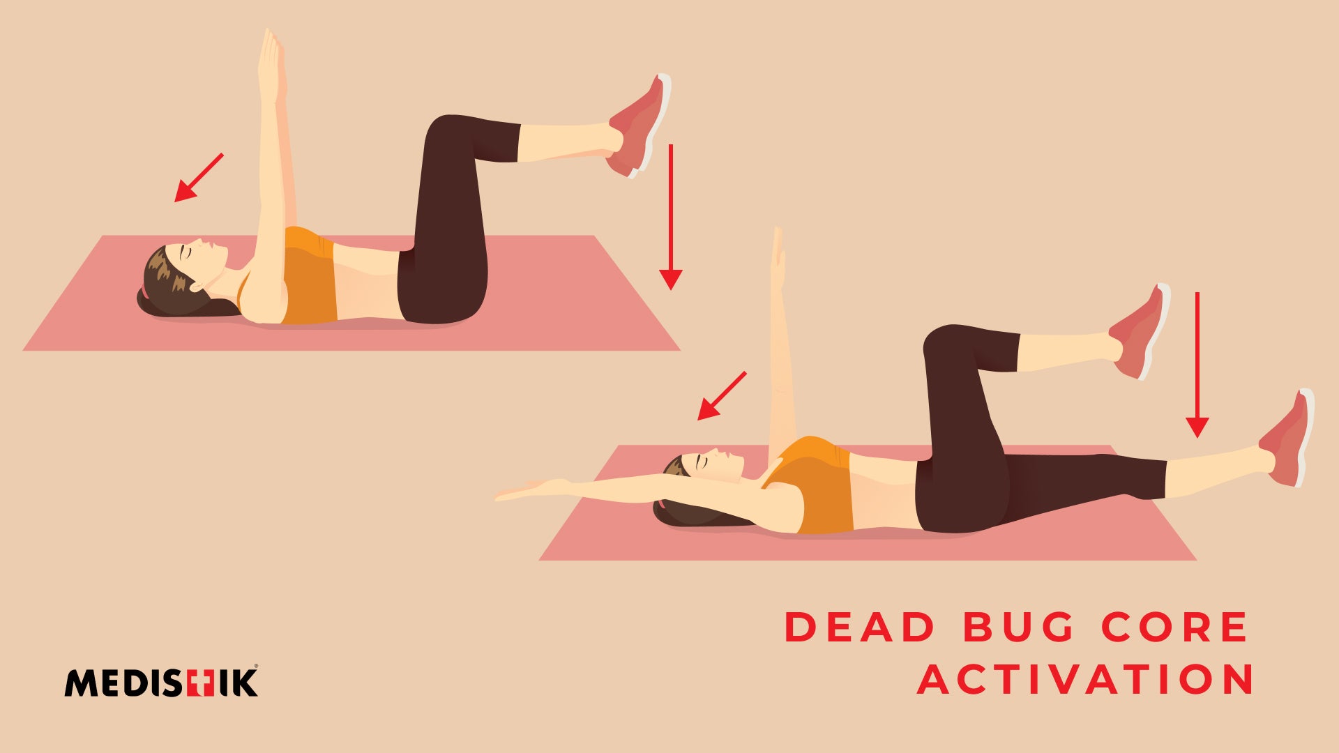 dead bug core activation hip exercise