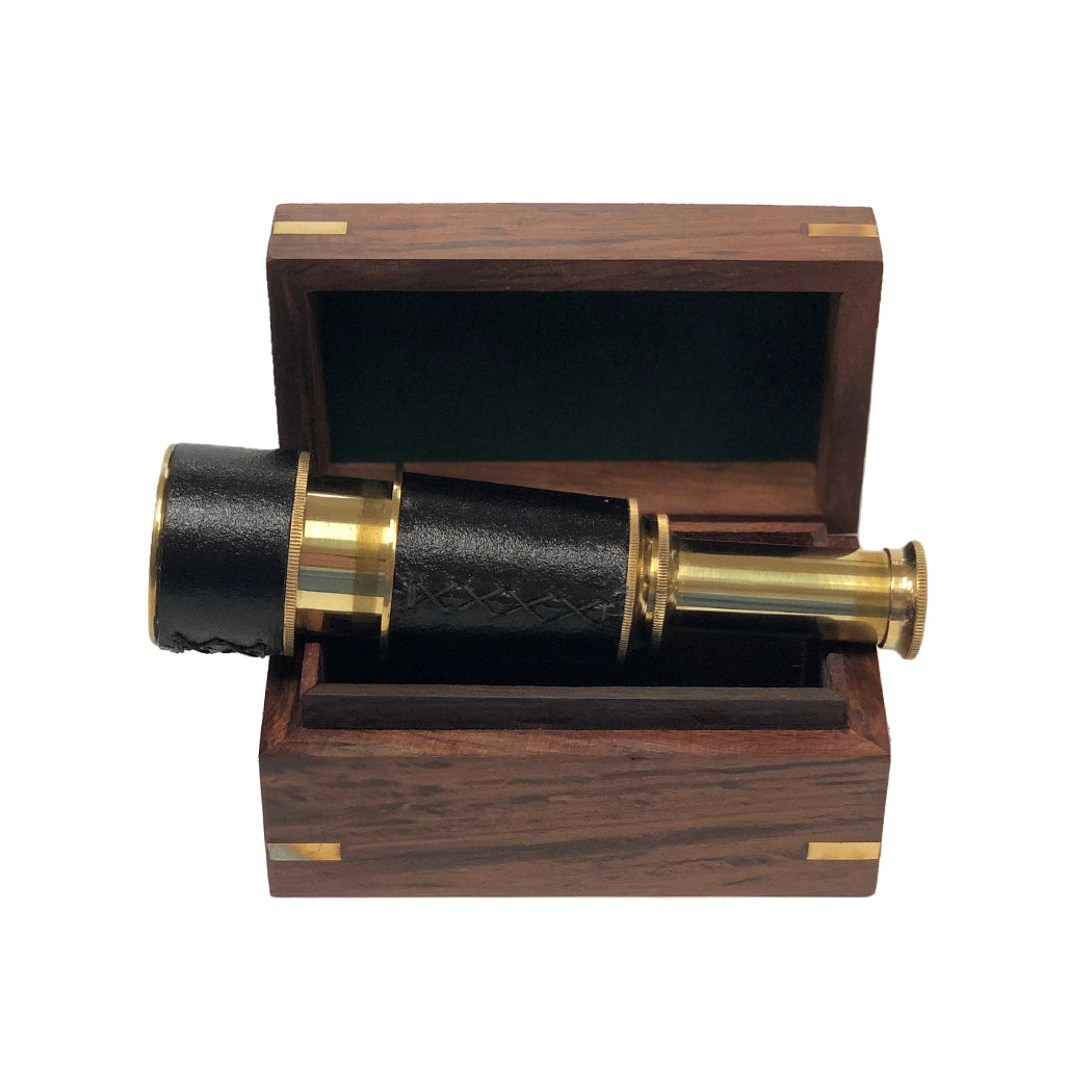 4-1/2 Antiqued Brass Sundial Compass with Wooden Box