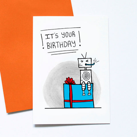 Birthday Robot Present Card - Drumgreenagh Irish Design